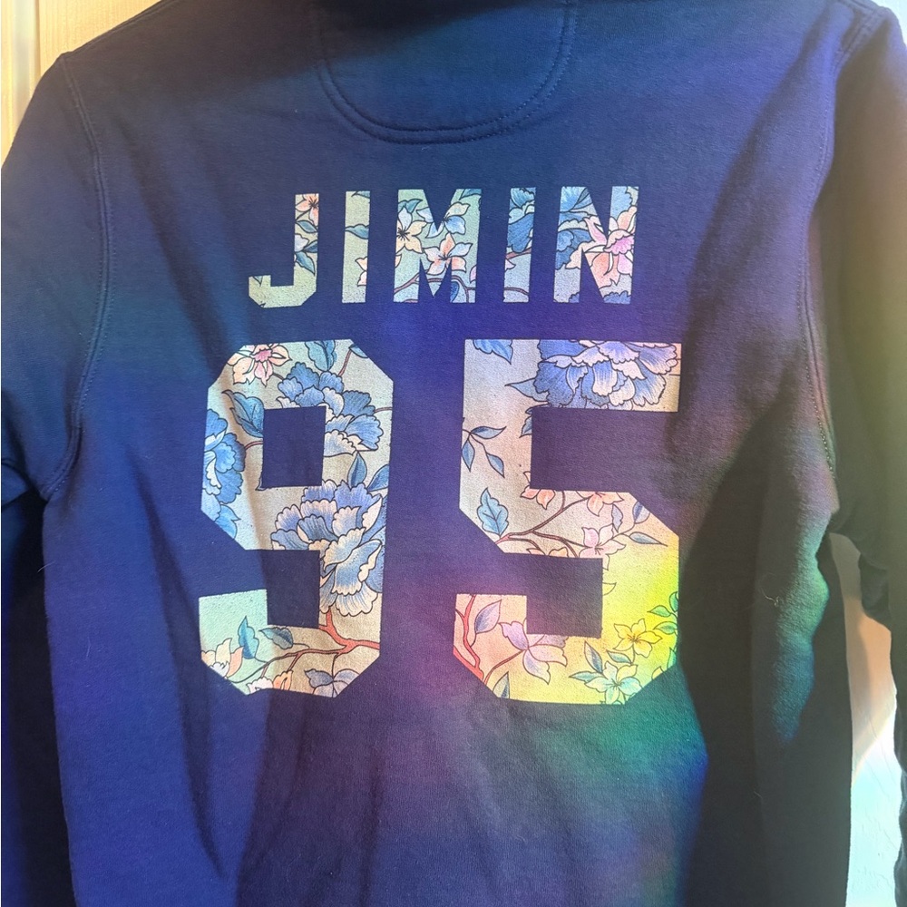 BTS Jimin Blue Hoodie with Jimin 95 Design S - Picture 2 of 6